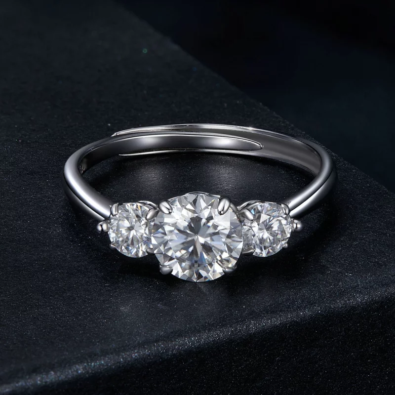 (תמונה ל-) טבעת Moissanite בסגנון PANDORA בסגנון 1 קראט (עם תעודה אחת) - MSR051-E - הצג 3