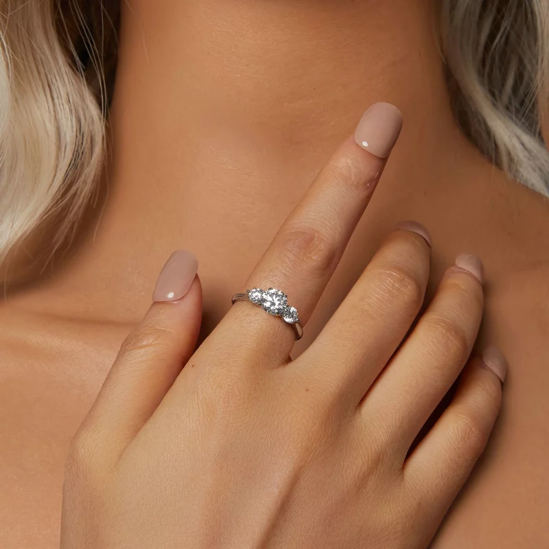 (תמונה ל-) טבעת Moissanite בסגנון PANDORA בסגנון 1 קראט (עם תעודה אחת) - MSR051-E - הצג 5