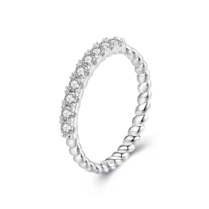 (תמונה ל-) טבעת בעלת מרקם מויסניט בסגנון PANDORA (תעודה אחת) - MSR052