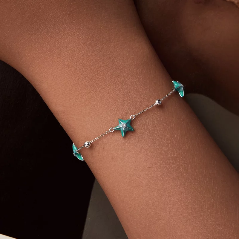 (תמונה ל-) צמיד PANDORA Style Starfish Teal - SCB276 - הצג 7