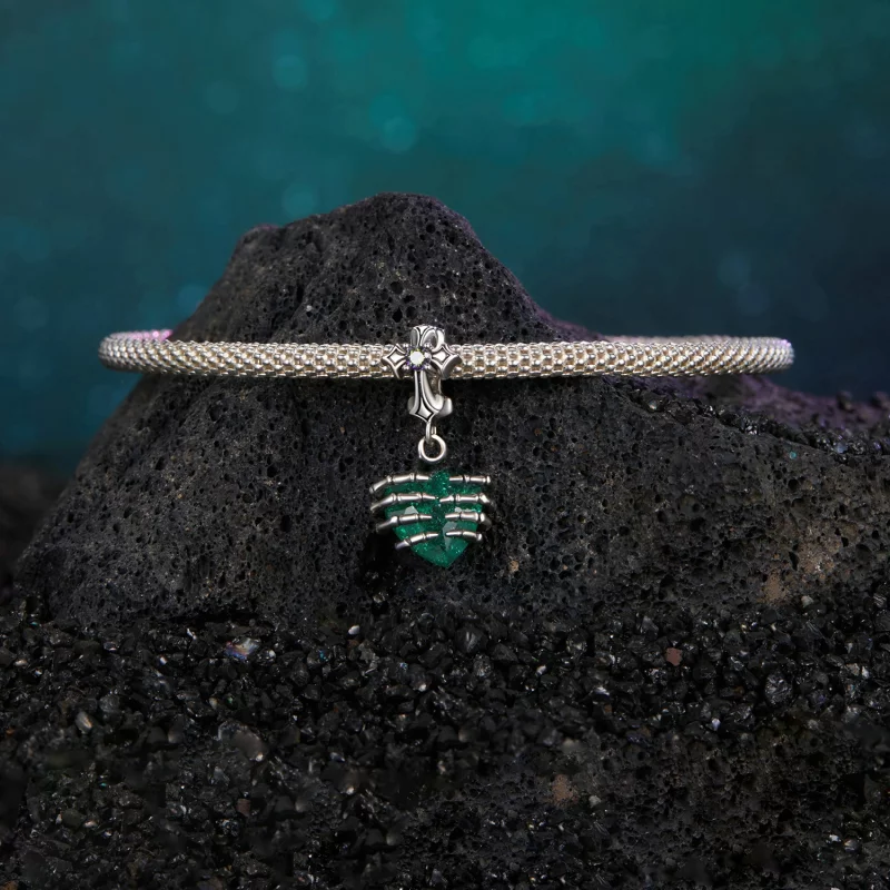 (תמונה ל-) תליון לב גולגולת בסגנון PANDORA - BSC1061 - הצג 4