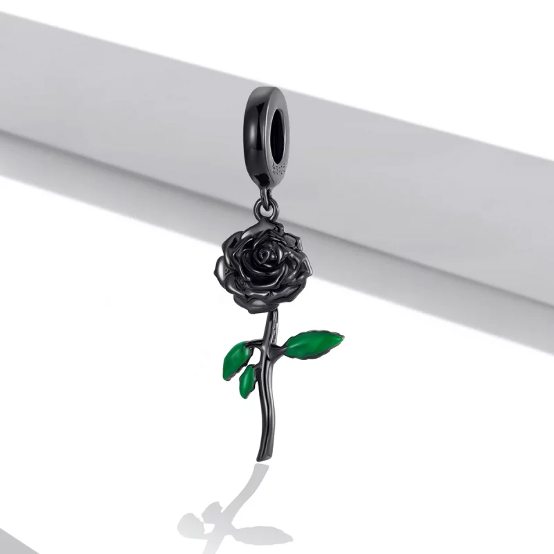 (תמונה ל-) תליון ורד שחור בסגנון PANDORA - BSC584 - הצג 2
