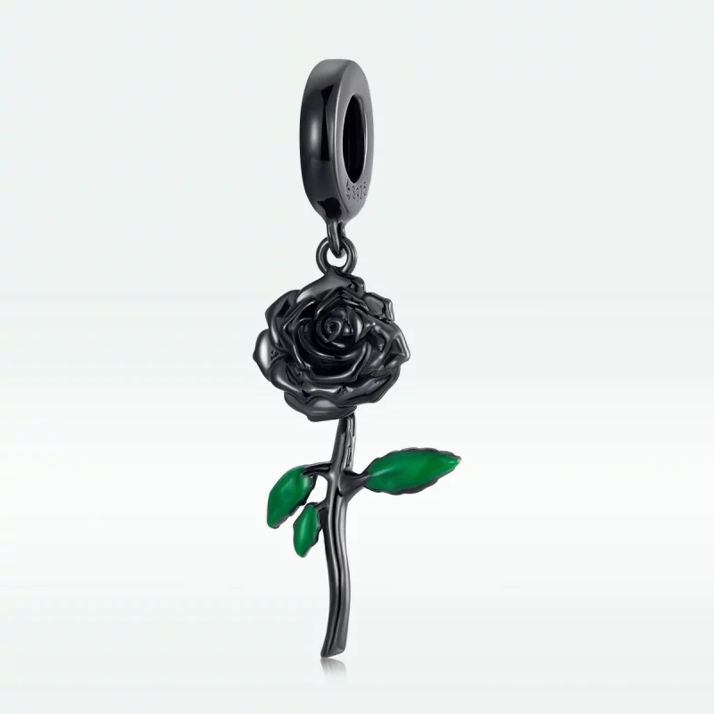 (תמונה ל-) תליון ורד שחור בסגנון PANDORA - BSC584 - הצג 3