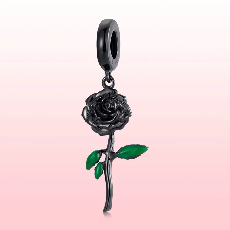 (תמונה ל-) תליון ורד שחור בסגנון PANDORA - BSC584 - הצג 4