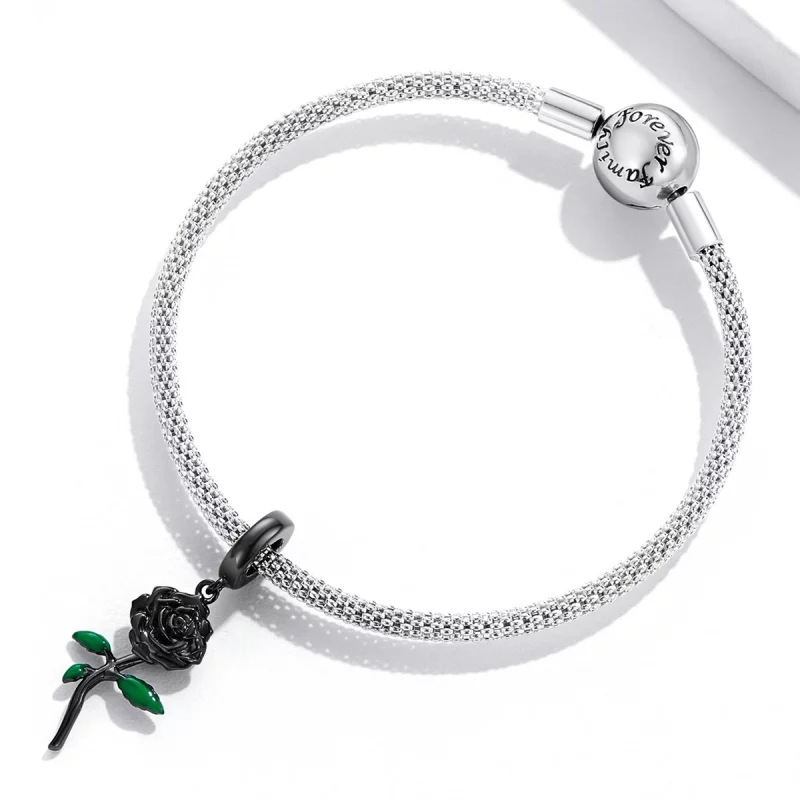 (תמונה ל-) תליון ורד שחור בסגנון PANDORA - BSC584 - הצג 6