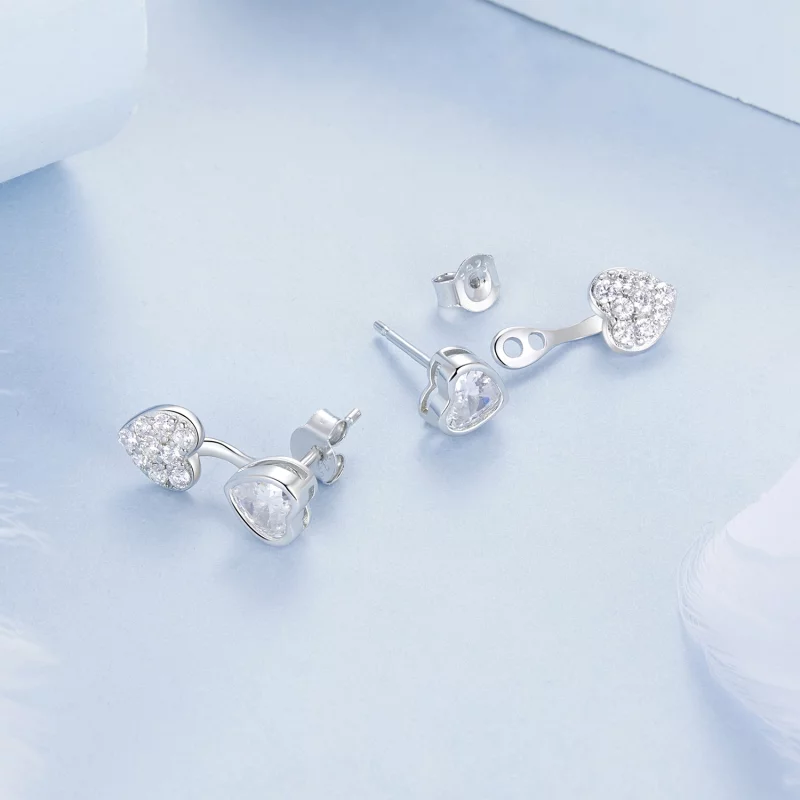 (תמונה ל-) עגילים קדמיים ואחוריים בצורת לב PANDORA Style - BSE1043 - הצג 4
