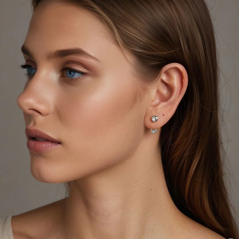 (תמונה ל-) עגילים קדמיים ואחוריים בצורת לב PANDORA Style - BSE1043 - הצג 7