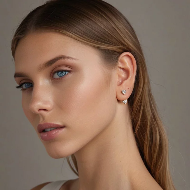 (תמונה ל-) עגילים קדמיים ואחוריים בצורת לב PANDORA Style - BSE1043 - הצג 8