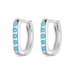 (תמונה ל-) PANDORA Style עגילי טורקיז פשוטים - BSE1084-BU
