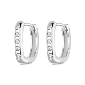 (תמונה ל-) PANDORA Style עגילים פשוטים בצורת D - BSE1084-WH