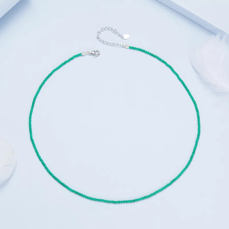 (תמונה ל-) שרשרת עצם הבריח של PANDORA סטייל ירוק אגת - BSN403 - הצג 5