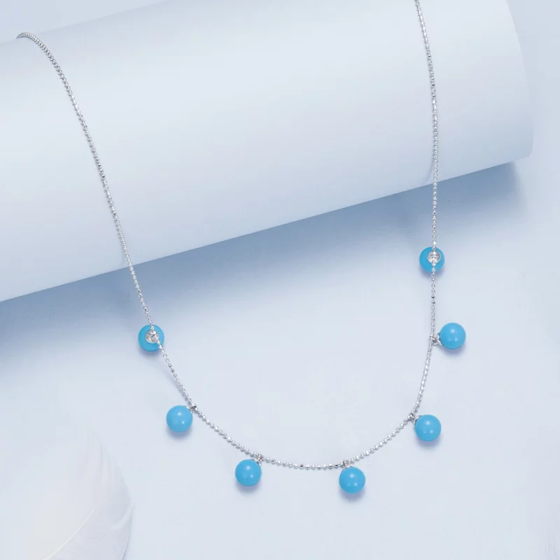 (תמונה ל-) שרשרת עצם הבריח של PANDORA סטייל כחול טורקיז - BSN405 - הצג 6