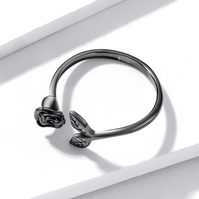(תמונה ל-) טבעת פתוחה בסגנון PANDORA Black Rose - BSR239 - הצג 4