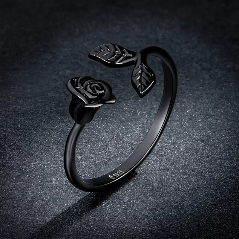 (תמונה ל-) טבעת פתוחה בסגנון PANDORA Black Rose - BSR239 - הצג 5