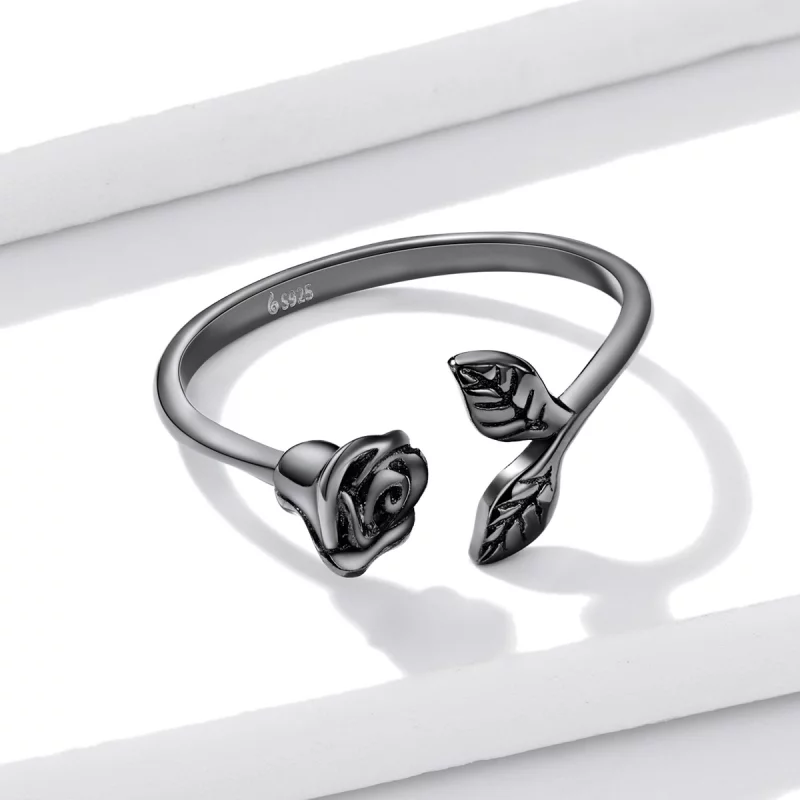(תמונה ל-) טבעת פתוחה בסגנון PANDORA Black Rose - BSR239 - הצג 10