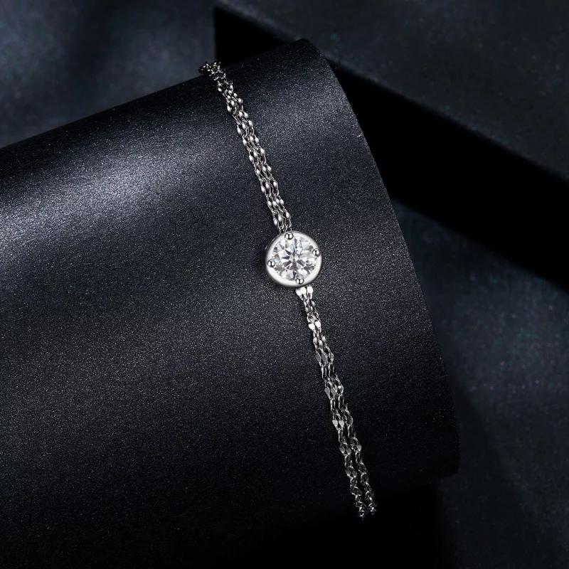 (תמונה ל-) PANDORA Style 0.5 קראט צמיד אריחים כפולים Moissanite (עם תעודה אחת) - MSB020 - הצג 2
