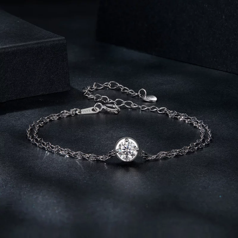 (תמונה ל-) PANDORA Style 0.5 קראט צמיד אריחים כפולים Moissanite (עם תעודה אחת) - MSB020 - הצג 3