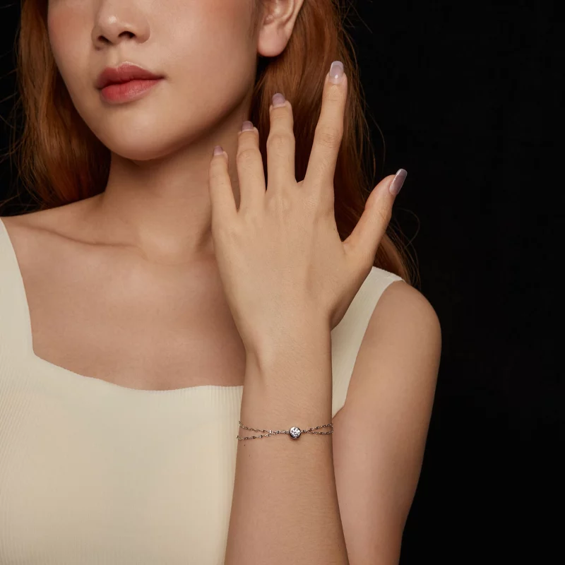 (תמונה ל-) PANDORA Style 0.5 קראט צמיד אריחים כפולים Moissanite (עם תעודה אחת) - MSB020 - הצג 6