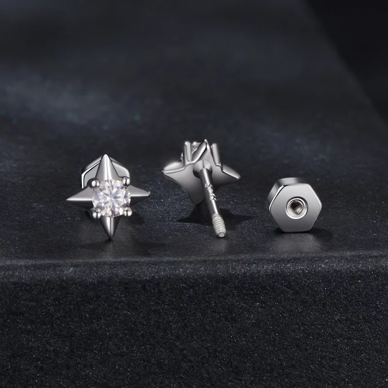 (תמונה ל-) עגילים נוצצים בסגנון PANDORA Style Star (תעודה אחת) - MSE067 - הצג 2