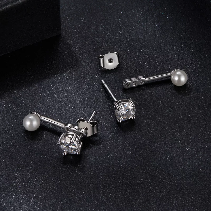 (תמונה ל-) PANDORA Style עגילים פשוטים מלפנים ומאחור (שתי תעודות) - MSE068 - הצג 4