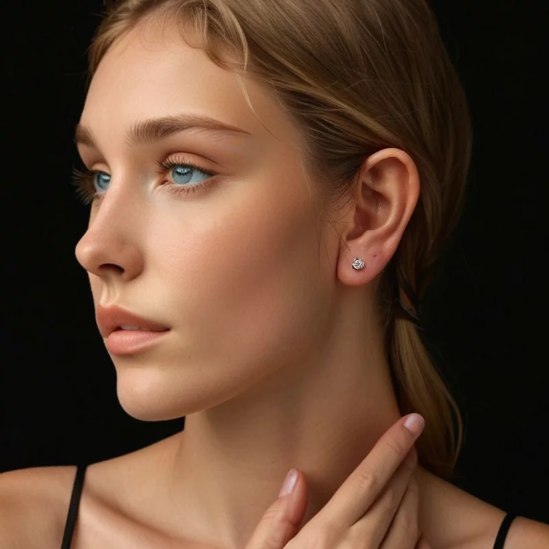 (תמונה ל-) עגילי ורדים מסוג PANDORA Moissanite (עם תעודה אחת) - MSE071 - הצג 7