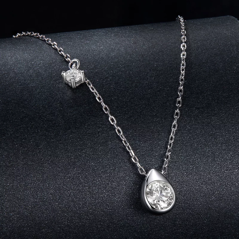 (תמונה ל-) שרשרת טיפה Moissanite בסגנון PANDORA 0.5 קראט (עם תעודה אחת) - MSN037 - הצג 2