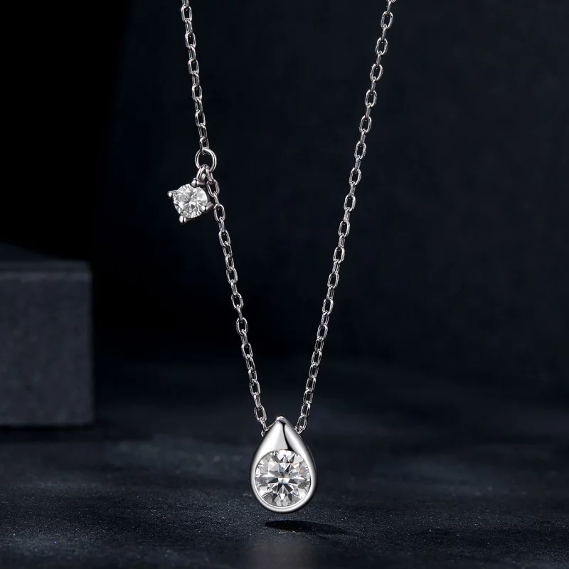 (תמונה ל-) שרשרת טיפה Moissanite בסגנון PANDORA 0.5 קראט (עם תעודה אחת) - MSN037 - הצג 3