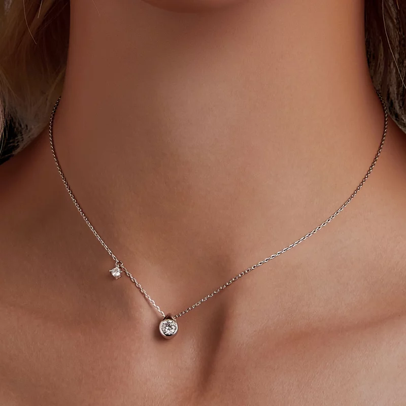 (תמונה ל-) שרשרת טיפה Moissanite בסגנון PANDORA 0.5 קראט (עם תעודה אחת) - MSN037 - הצג 5