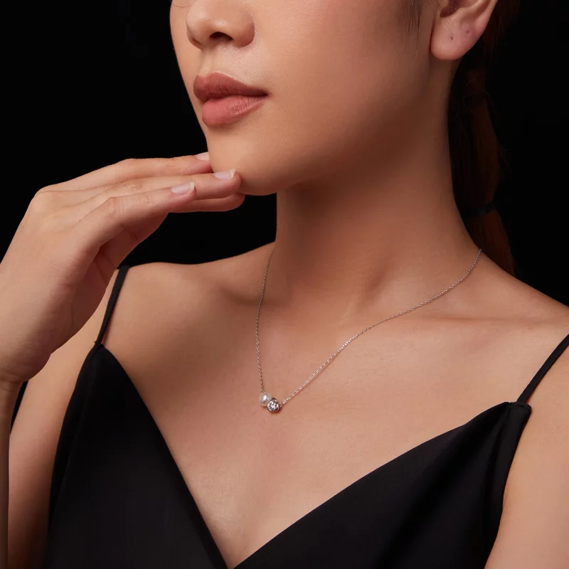 (תמונה ל-) שרשרת ורדים בסגנון PANDORA Moissanite (עם תעודה אחת) - MSN040 - הצג 8