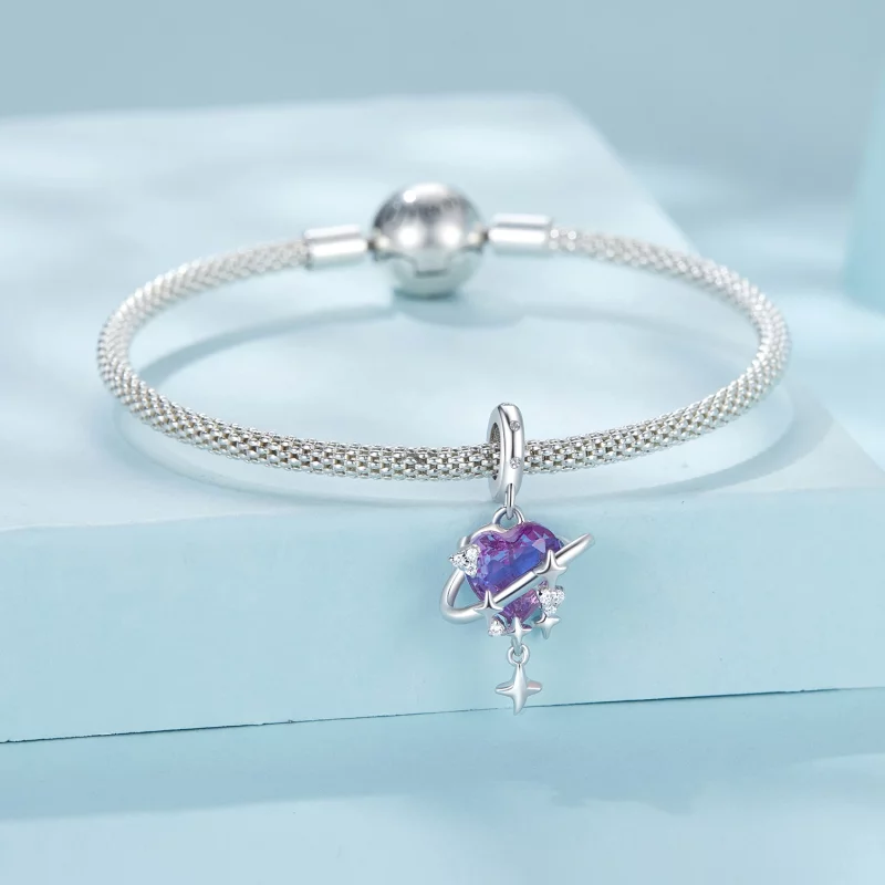(תמונה ל-) PANDORA סטייל תליון שמיים כוכבים בצבע סגול וורוד - SCC2825 - הצג 3
