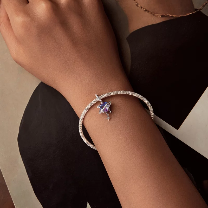 (תמונה ל-) PANDORA סטייל תליון שמיים כוכבים בצבע סגול וורוד - SCC2825 - הצג 5