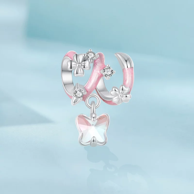 (תמונה ל-) חרוזי פרחים בסגנון PANDORA Butterfly Love - SCC2828 - הצג 2