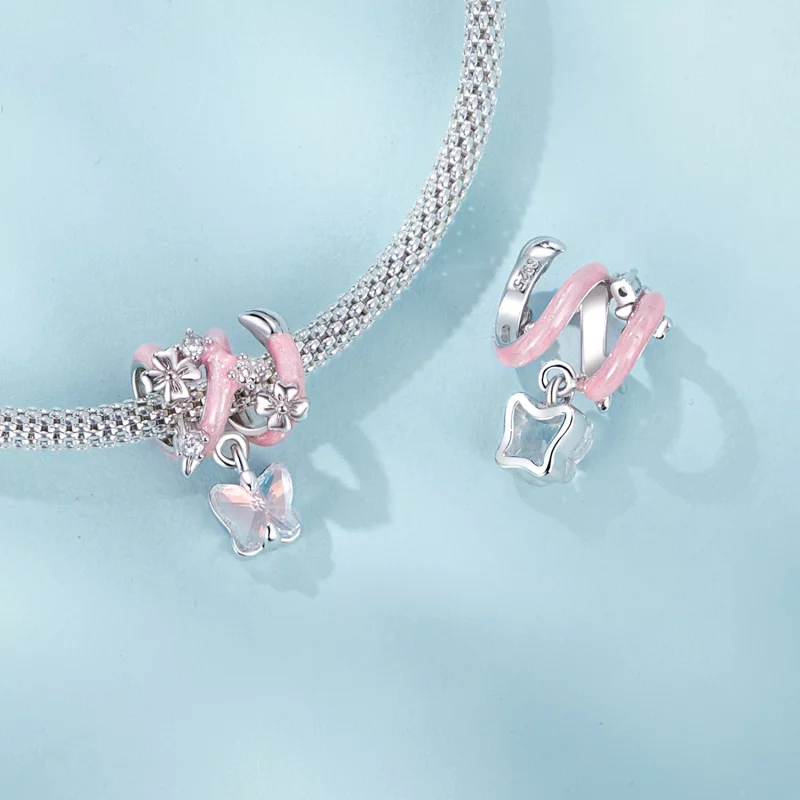 (תמונה ל-) חרוזי פרחים בסגנון PANDORA Butterfly Love - SCC2828 - הצג 5
