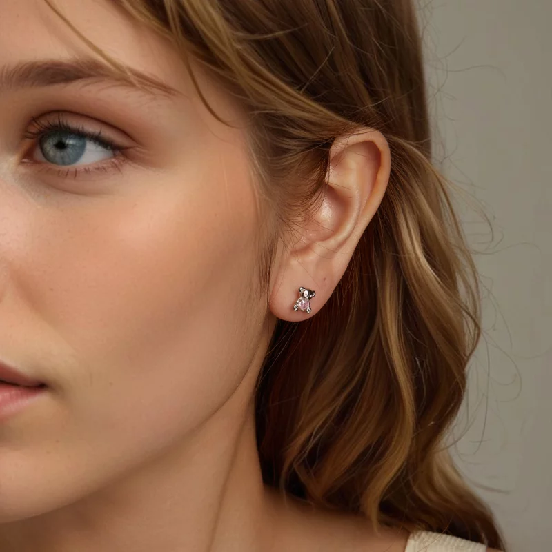 (תמונה ל-) עגילי דוב אהבה בסגנון PANDORA - SCE1774 - הצג 7