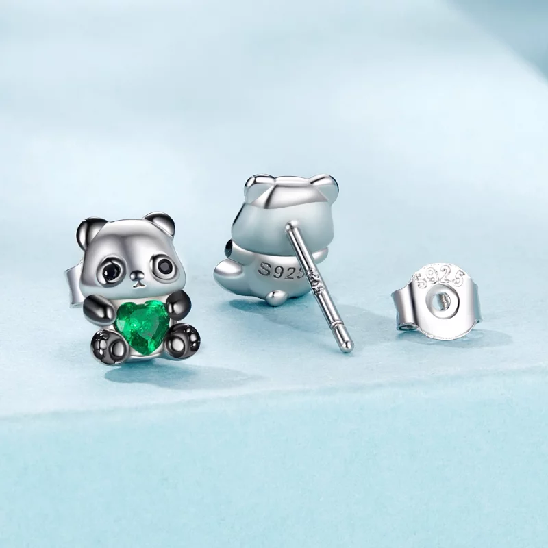 (תמונה ל-) עגילי לב PANDORA Style Heart Panda - SCE1775 - הצג 2