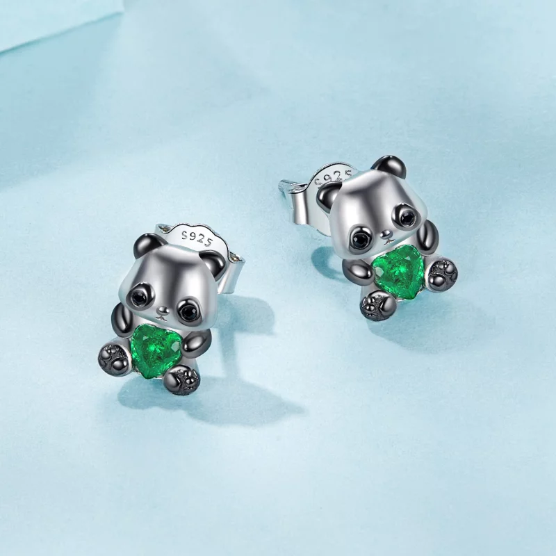 (תמונה ל-) עגילי לב PANDORA Style Heart Panda - SCE1775 - הצג 3