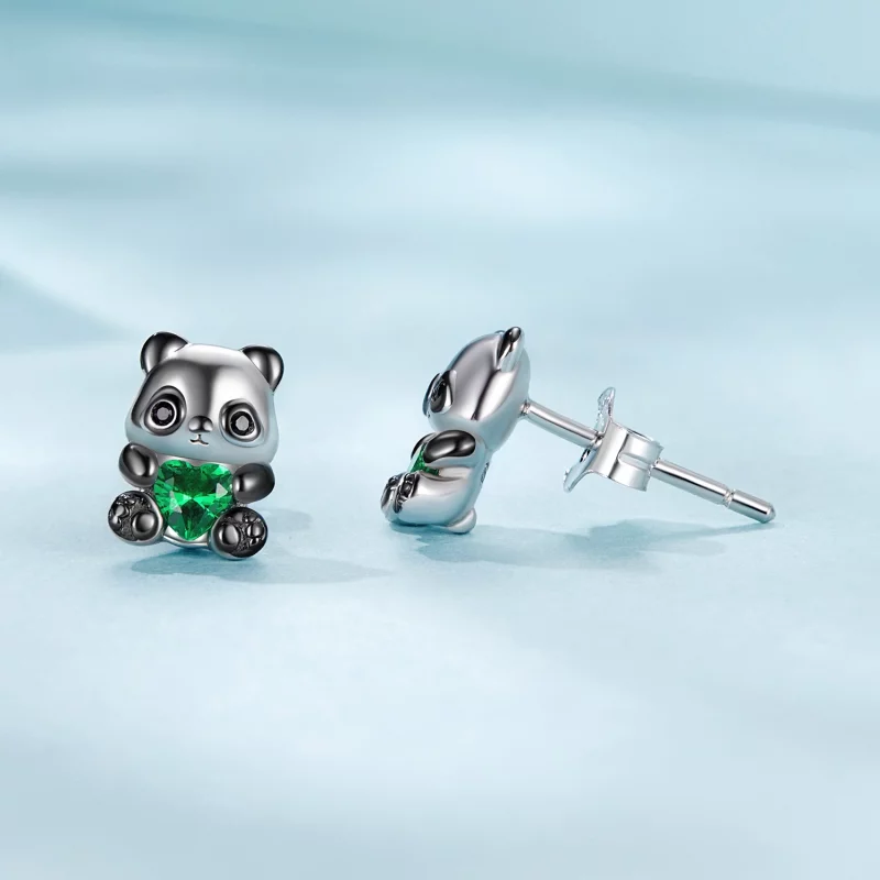 (תמונה ל-) עגילי לב PANDORA Style Heart Panda - SCE1775 - הצג 4