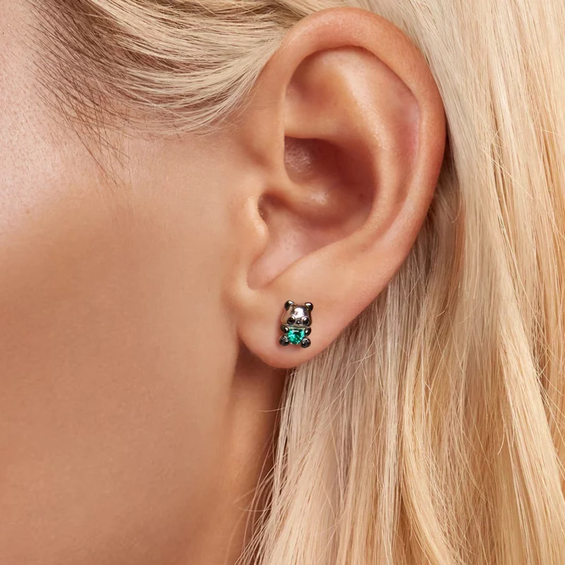 (תמונה ל-) עגילי לב PANDORA Style Heart Panda - SCE1775 - הצג 5