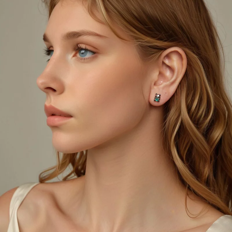 (תמונה ל-) עגילי לב PANDORA Style Heart Panda - SCE1775 - הצג 7