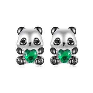 (תמונה ל-) עגילי לב PANDORA Style Heart Panda - SCE1775
