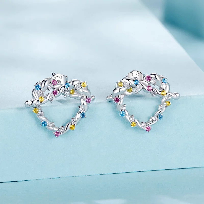 (תמונה ל-) עגילי טוויסט PANDORA Style Heart - SCE1776 - הצג 2