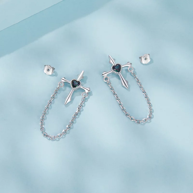 (תמונה ל-) עגילי צלב PANDORA Style Chain - SCE1808 - הצג 4