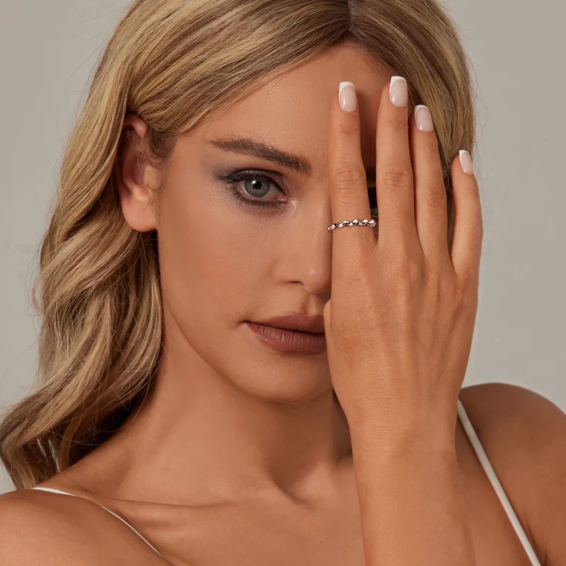 (תמונה ל-) טבעת מתכתית מעוותת בסגנון PANDORA - SCR1047 - הצג 7