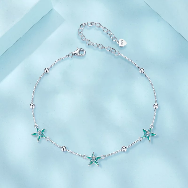(תמונה ל-) PANDORA Style Starfish Teal קרסול - SCT026 - הצג 3