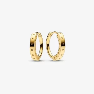 (תמונה ל-) Pandora Signature ID Hoop עגילי - 252228C00