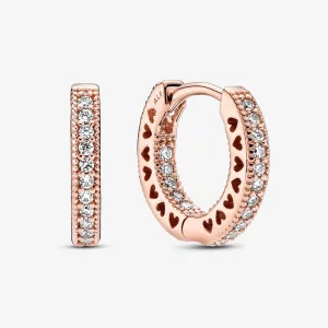 (תמונה ל-) עגילי חישוק לב Pandora Pavé - 286317C01