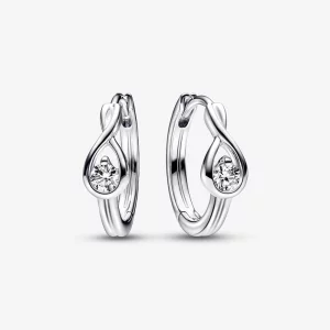 (תמונה ל-) עגילי חישוק יהלום שגודלו במעבדה של Pandora Infinite 0.20 קראט tw כסף סטרלינג - 292412C01