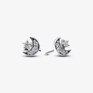 (תמונה ל-) עגילי Pandora Sparkling Moon & Star Stud - 292990C01