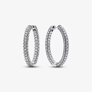 (תמונה ל-) Pandora Timeless Pavé עגילי חישוק בשורה אחת - 293016C01