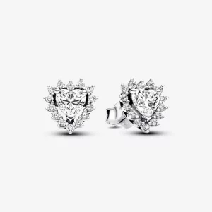 (תמונה ל-) Pandora Sparkling Heart Halo Stud עגילים - 293097C01